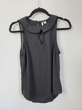 Sleeveless Black Peter Pan Collar Top